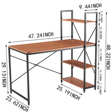 Free shipping  Computer Desk with 4 Tier Bookshelves,Compact Gaming Desk Modern PC Workstation Writing Table Home Office Desk 4 Tier Storage Rack Shelf for Office, Bathroom, Living Room